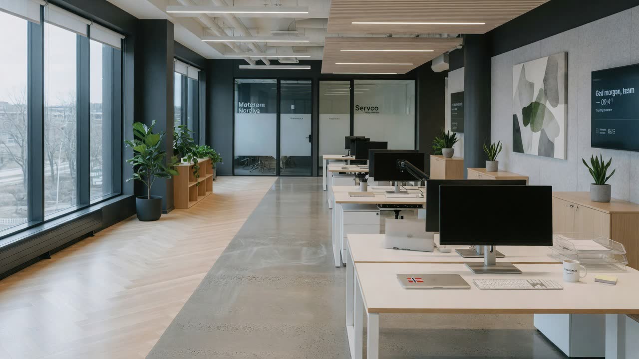 Kontor som er klart for en ny arbeidsdag